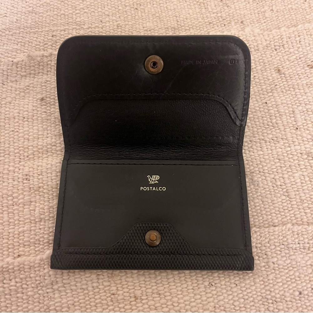Postalco Black Cross Grained Leather Card Wallet
